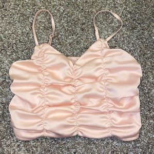 Scrunched pink crop top